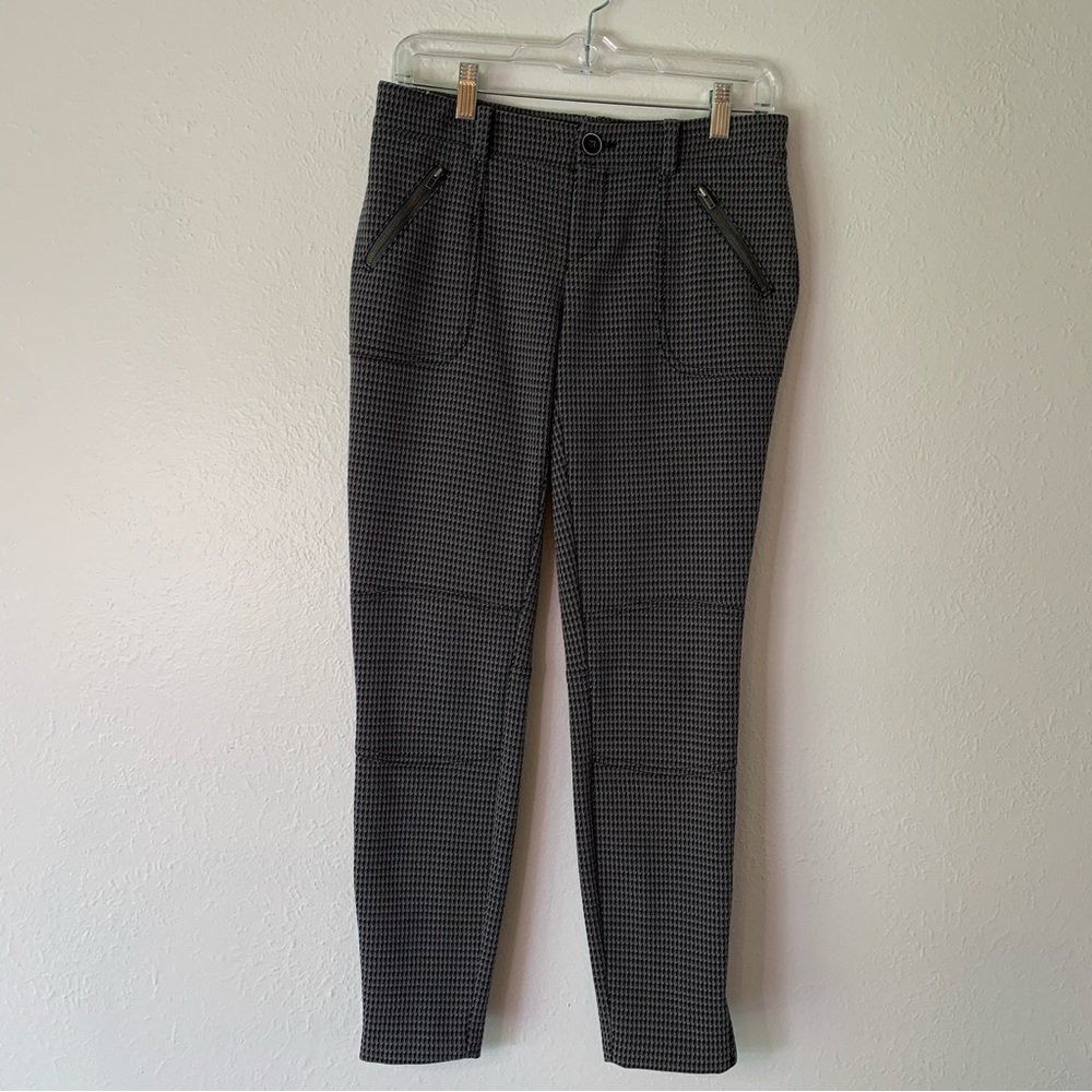Anthro Cartonnier Fitted Houndstooth Charlie Zip Ankle Crop Trouser Size 2